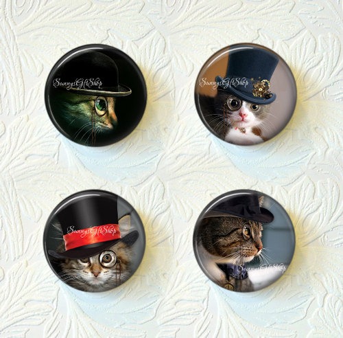 Magnet Set Steampunk Cats Buy 3 Get 1 Free 144-MS by SunnysGiftShop steampunk buy now online