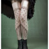 Sweetheart Garter Leggings - Fishnet - legwear - womens leggings - pale pink by Carouselink steampunk buy now online