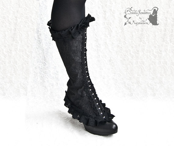 Victorian inspired spats, Steampunk black spats, romantic shoe covers, Verspertilio part IV Absentia, Somnia Romantica by Marjolein Turin by SomniaRomantica steampunk buy now online