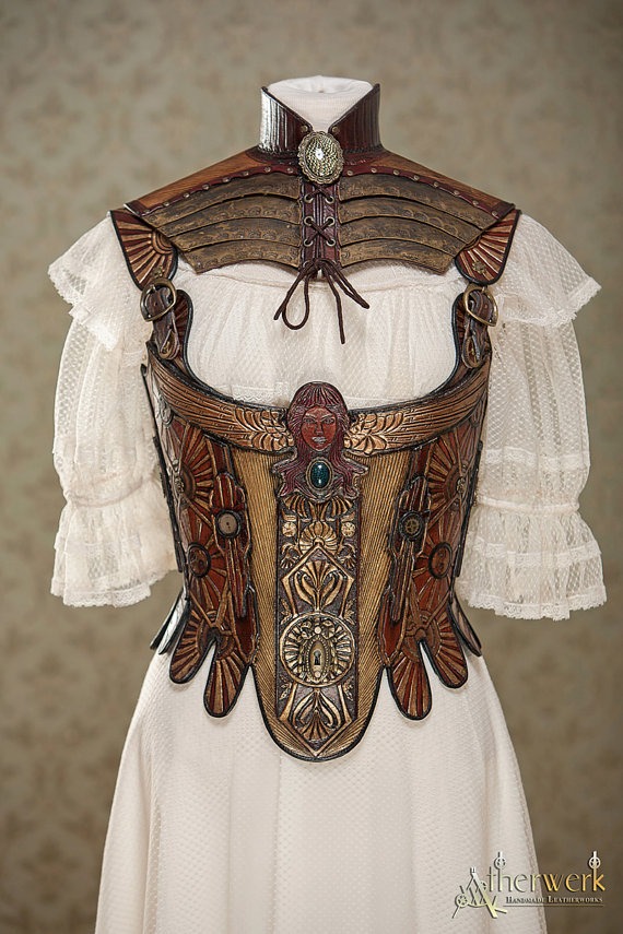 Art Deco Steampunk - Leather- Corset " Wolkenschnitt " luxury version size 36/38 by Aetherwerk steampunk buy now online