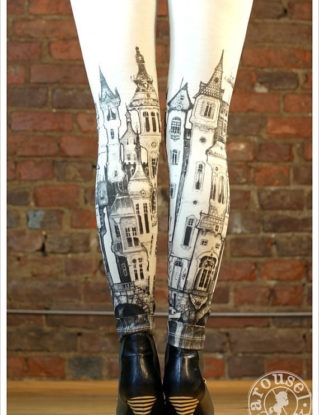 Victorian City Leggings - Womens Off White Legging tights - small Legwear by Carouselink steampunk buy now online