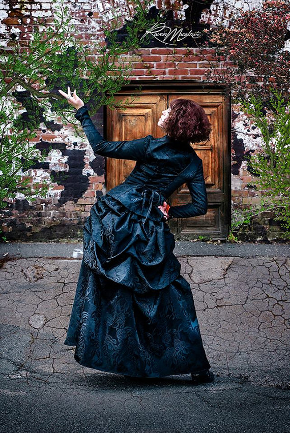 Victorian Bustle Dress- Black Wedding Gown by PeacefulFashions steampunk buy now online