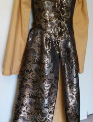 XL Irish Overdress in Black, Silver, and Gold, Front Lace by ChickenVicious steampunk buy now online