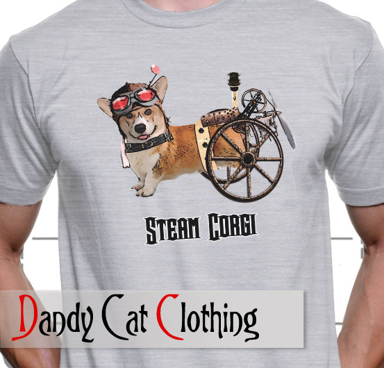 Steampunk Corgi Admiral Wheels Unisex t-shirt men womens by DandyCatClothing steampunk buy now online