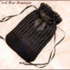 1800's Civil War Victorian Black Hand Crochet drawstring RETICULE PURSE with Pearls and Rose by CivilWarBoutique steampunk buy now online