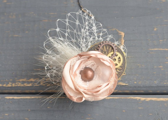 Ivory Steampunk Wedding Fascinator Steampunk Fashion Accessories Steampunk Costumes Steampunk Hair Clip Steampink Brooch Steampunk by LilyMairi steampunk buy now online