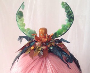 OOAK Wearable Art Hand Sculpted Orange Octopus Sea Plant Mermaid Burlesque Kitsch Unique Headband Steampunk Costume by TheHouseOfMadLucy steampunk buy now online