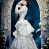 Steampunk Edwardian Wedding Dress - Elegant in Ivory - Victorian Bustle Gown Silk- Sheer Sleeves High Neck - Custom to Order by KMKDesignsllc steampunk buy now online