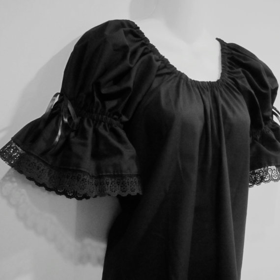 BLACK bows and Lace Renaissance Fantasy Pirate Chemise Top XS S M L XL 2X 3X by LoriAnn Costume Designs - Stunning Medieval Faire Blouse by loriann37 steampunk buy now online