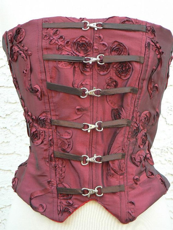 Victorian Bustier Steampunk Taffeta Corset Boned Cosplay LARP with Clasps by ItsNotPajamas steampunk buy now online