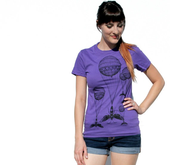 Ladies steampunk hot air balloon and wasp tee by darkcycleclothing steampunk buy now online