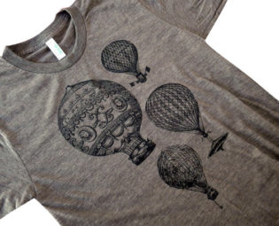 Hot Air Balloon T-Shirt - Vintage Balloons American Apparel Mens American Apparel Shirt - Available in sizes S, M, L, XL by friendlyoak steampunk buy now online