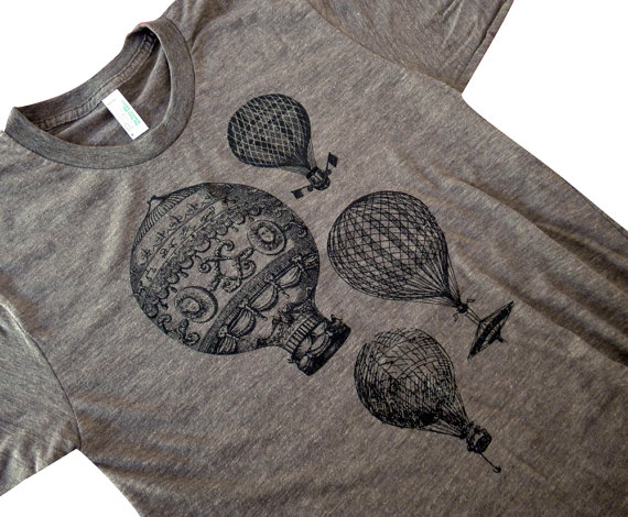 Hot Air Balloon T-Shirt - Vintage Balloons American Apparel Mens American Apparel Shirt - Available in sizes S, M, L, XL by friendlyoak steampunk buy now online