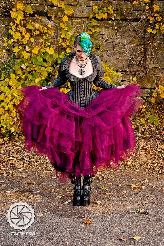 Bridal Steampunk Tulle Skirt in Intense Colors Petticoat Fairytale- Custom to order by KMKDesignsllc steampunk buy now online