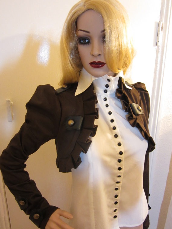 Brown Long sleeves pirate steampunk bolero jacket by blackmirrordesign steampunk buy now online