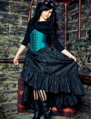 Steampunk Victorian Skirt - Pirate Renissance - Crinkle Taffeta Gathere Ruffle with Bustle Pulls - "Victoria Style" Custom to Order by KMKDesignsllc steampunk buy now online
