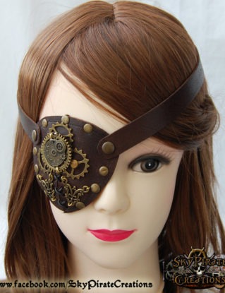 Steampunk Time Travel Leather Eyepatch by SkyPirateCreations steampunk buy now online