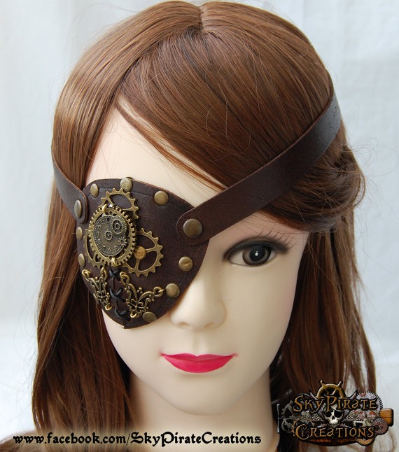 Steampunk Time Travel Leather Eyepatch by SkyPirateCreations steampunk buy now online