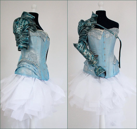 Natural leather light blue silver armor by pinkabsinthe steampunk buy now online