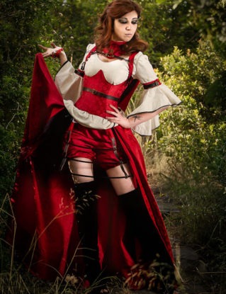 Steampunk, Gothic, Red Riding Hood , custom made outfit, damask, costume, corset, underbust by TheIronRing steampunk buy now online