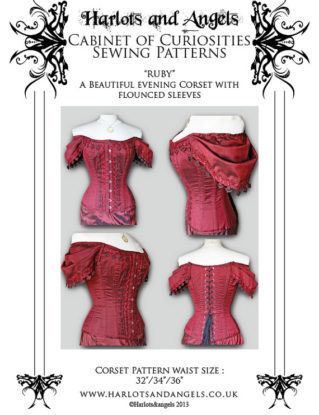 Steampunk Gothic "Ruby" Corset Sewing Pattern off shoulder sleeved corset LARGE by Harlotsandangels steampunk buy now online