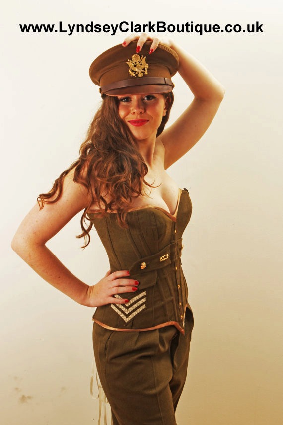 Military steampunk Corset for diesel punk / costume/ army/ cosplay. Recycled British uniform. MADE TO ORDER. by LyndseyBoutique steampunk buy now online