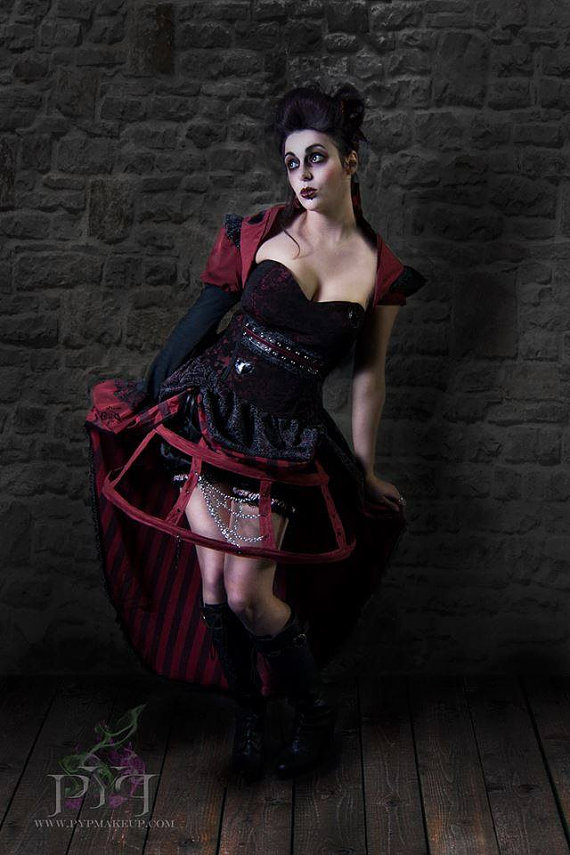 Steampunk macabre Alice in Wonderland Queen of hearts dress by Tilldeathbridal steampunk buy now online