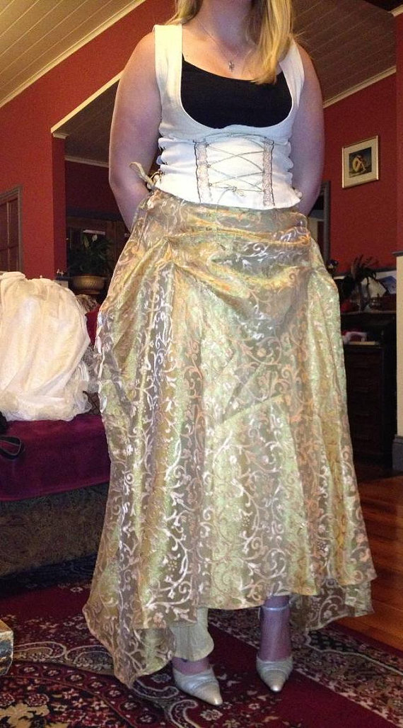 Sunshine Bustle Skirt Satin Steam Punk Victorian Adjustable Costume by olefelt steampunk buy now online