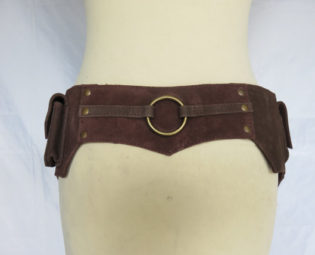 Steampunk Utility belt psytrance hippie style in suede - Ring Model Brown by CosmicCelt steampunk buy now online