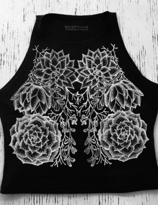 Woodland Succulents Fitted Crop Tank by GrizzyLove steampunk buy now online