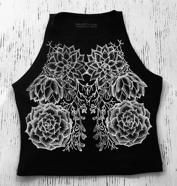Woodland Succulents Fitted Crop Tank by GrizzyLove steampunk buy now online