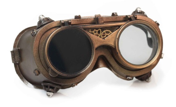 Steampunk Goggles Burning Man Cyber Goth Industrial Victorian Gothic Welding Lenses Dieselpunk Gear WheelsEDC by RaveNation steampunk buy now online