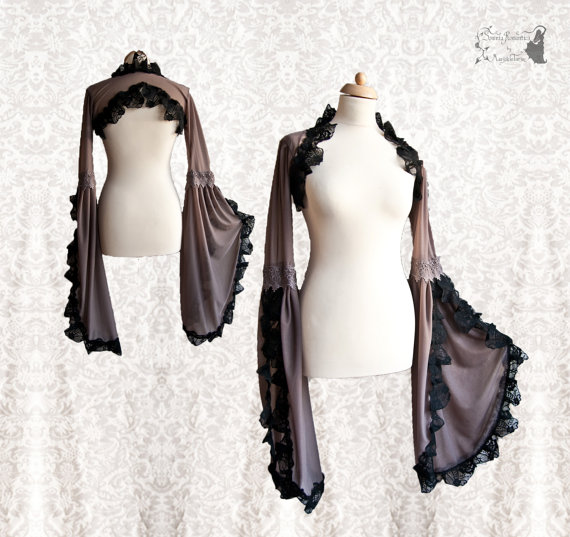 Romantic voile shrug, Victorian Art Nouveau inspired bolero, ghostly shrug, Steampunk, Somnia Romantica by Marjolein Turin by SomniaRomantica steampunk buy now online