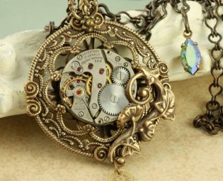 Steampunk Necklace Steampunk Jewelry Steampunk Pendant Steampunk Pocketwatch Necklace Brass Watch Necklace Filigree Steampunk Gears Necklace by ForTheCrossJewelry steampunk buy now online