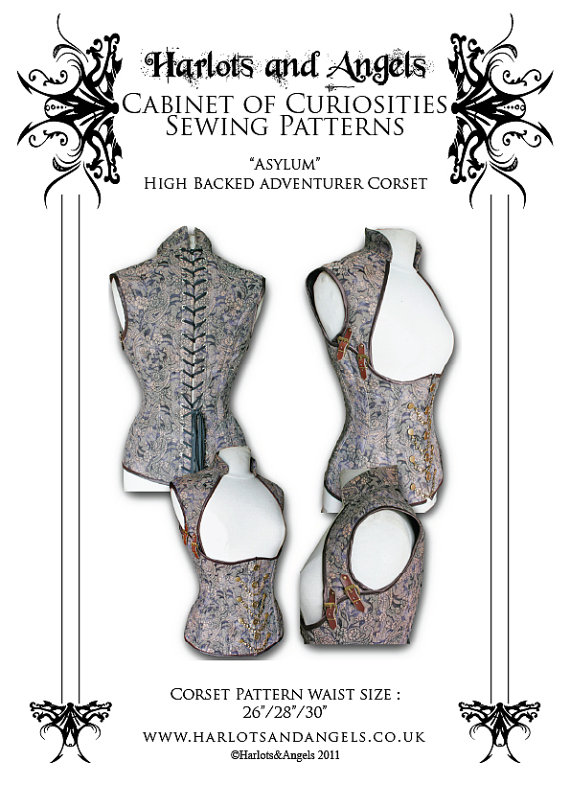 Steampunk "Asylum" Corset Sewing Pattern High Back Medium (HBCM) by Harlotsandangels steampunk buy now online