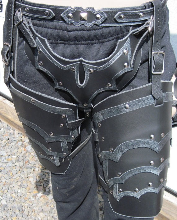 Leather Armor Sentinel Gothic Cuisses and Cod Piece by SharpMountainLeather steampunk buy now online