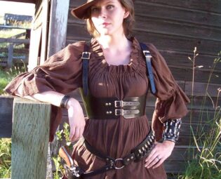 Two Timer Belt - Steampunk Leather Accessory Belt - antiqued brown and brass - made to order by SteampunkedOut steampunk buy now online