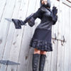 Dress - Steampunk - Dark Tribal Fusion - Burning Man - Gypsy Victorian Goth - Short Black Dress - Victorian - Black Ruffles - Size Small by GypsyCircus steampunk buy now online