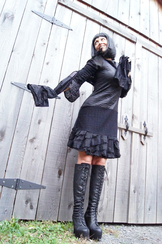 Dress - Steampunk - Dark Tribal Fusion - Burning Man - Gypsy Victorian Goth - Short Black Dress - Victorian - Black Ruffles - Size Small by GypsyCircus steampunk buy now online