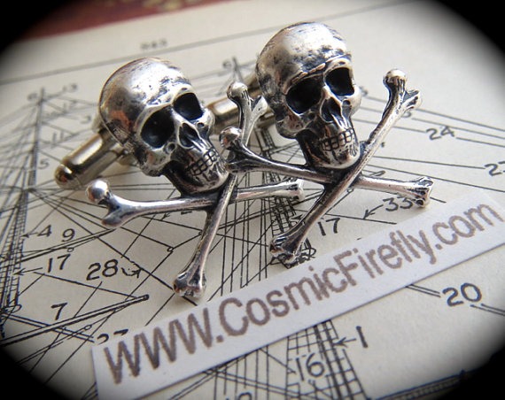 Silver Skull Cufflinks Men&#039;s Cufflinks Gothic Victorian Steampunk Cufflinks Pirate Cufflinks Small Size by CosmicFirefly steampunk buy now online