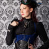 LAST ONE Steampunk Harness Royal BLUE Velvet Faux Suede Underbust Bodice with Silver Gears, Buckles, and Antique Keys by Velvet Mechanism by velvetmechanism steampunk buy now online