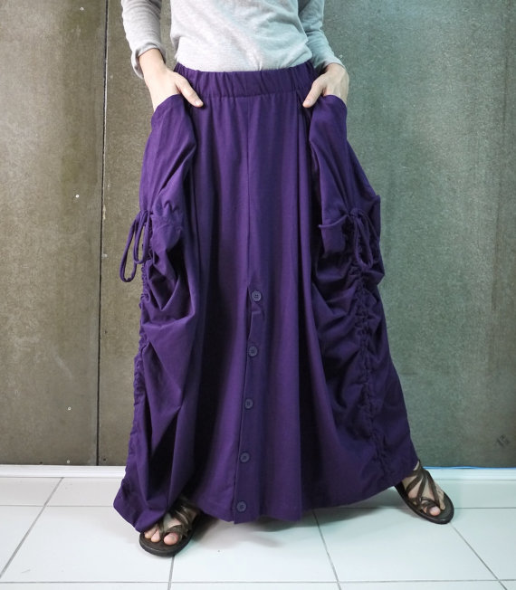 Women Skirt/Pants - Boho Funky Hippie Stylish Steampunk Convertible Skirt/Pants In Dark Purple Jersey Cotton - SKP001 by BeyondCloset steampunk buy now online