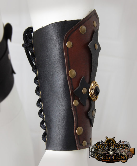 Steampunk Medieval Sally Leather Bracer by SkyPirateCreations steampunk buy now online