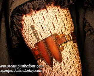 Leather Steampunk Leg Garter w/ Throwing Knives -Made to Order- by SteampunkedOut steampunk buy now online