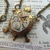 Steampunk Necklace Brass Turtle Necklace Vintage Watch Movement Nautical Sealife Jewelry Antiqued Brass Rolo Chain Handcrafted Jewelry by CosmicFirefly steampunk buy now online