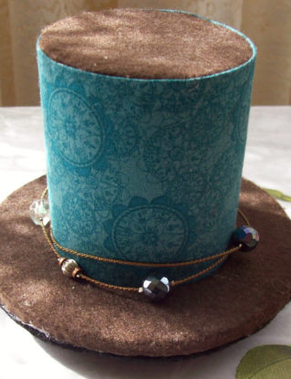 Green and brown steampunk beaded mini top hat by Tehhonya steampunk buy now online