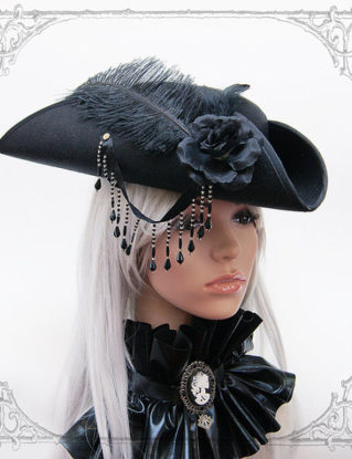 Goth Pirate Tricorn ( steampunk, black, hat ) by BlackUnicornShop steampunk buy now online