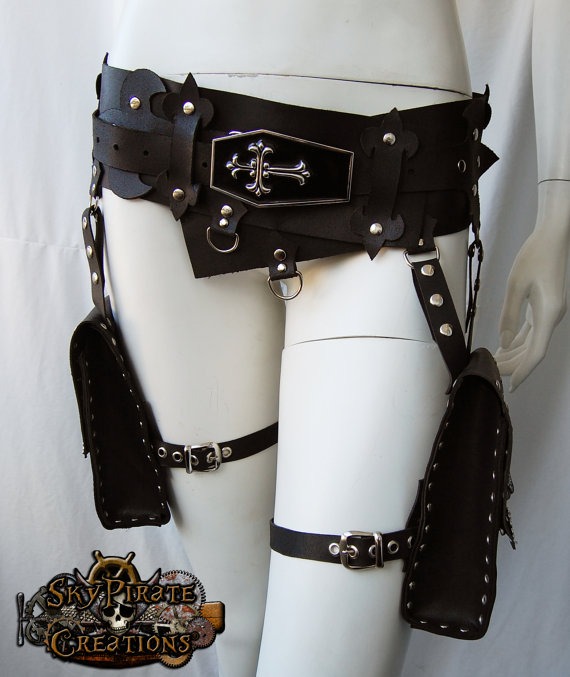 Vampire Multifunction Pocket Utility Leather Belt by SkyPirateCreations steampunk buy now online