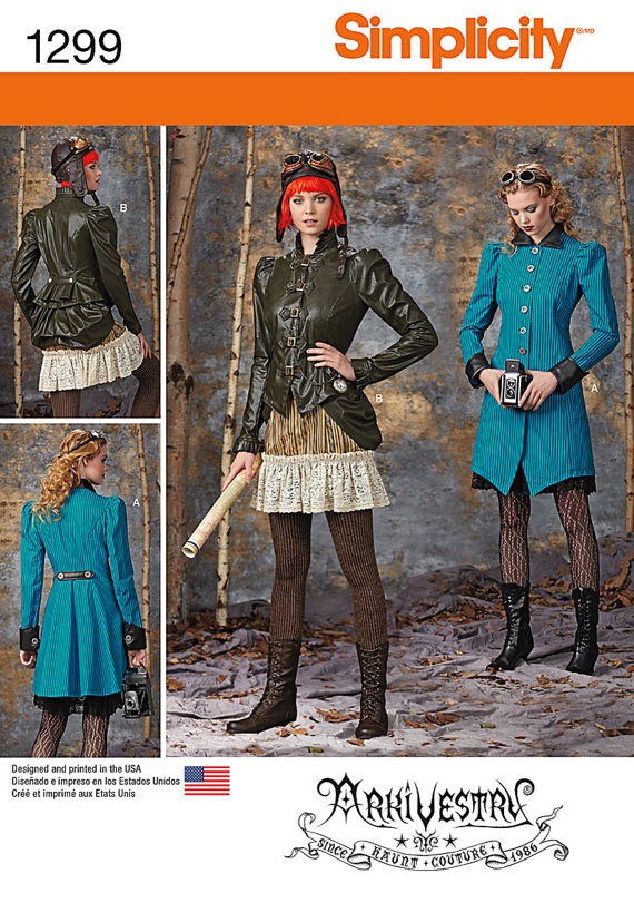 Misses' Costumes Include Coat, Jacket, Bustle and Ruffled Skirt in Two Lengths Simplicity Pattern 1299 by KlinesCorner steampunk buy now online