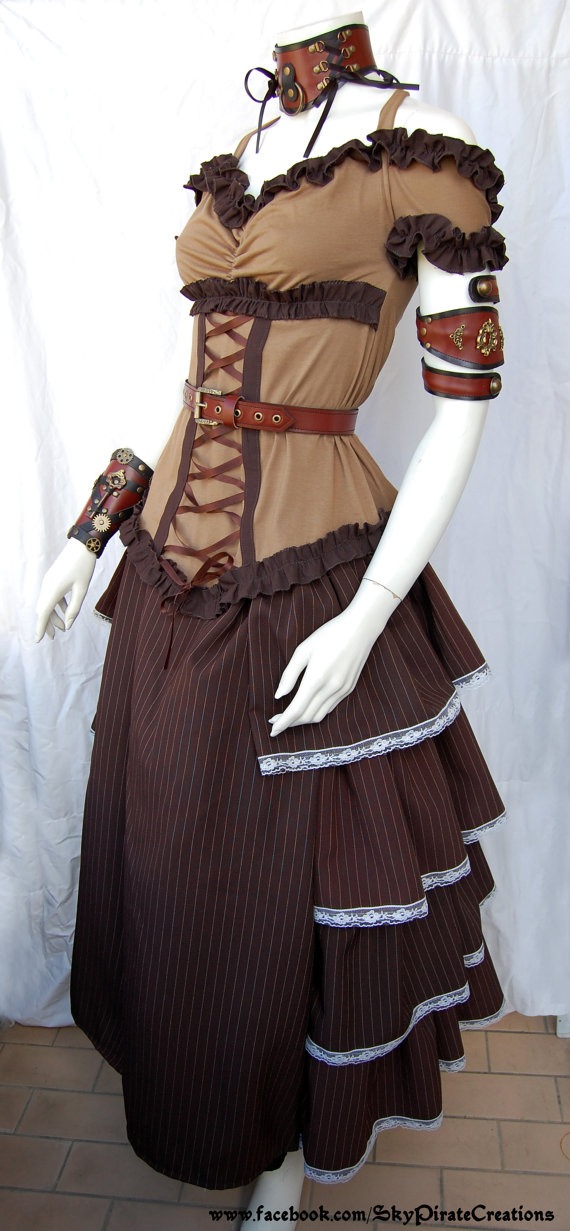 Steampunk Victorian Lady Gwladys Long Bustle Skirt by SkyPirateCreations steampunk buy now online